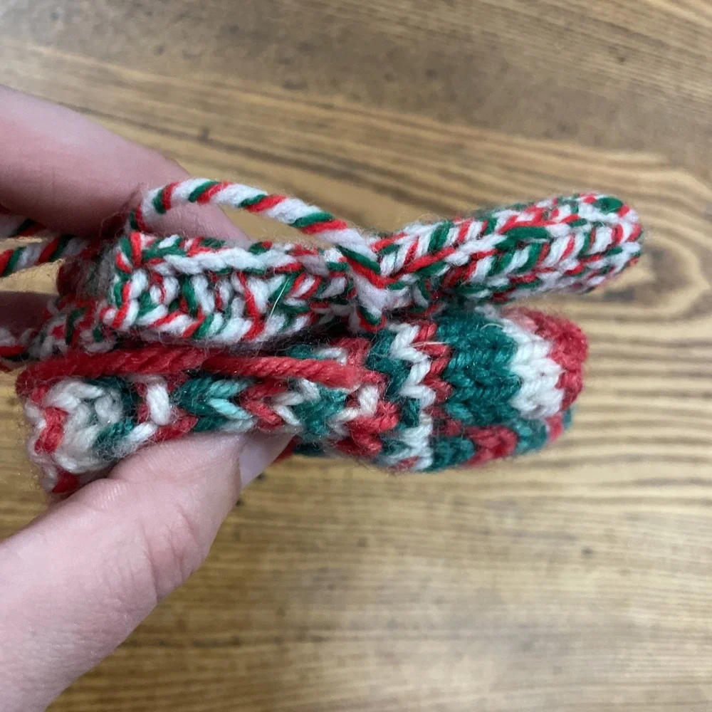 Vintage‎ Knitted Christmas Ornaments Mittens With Bells
